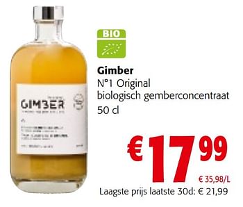 Promotions Gimber n°1 original biologisch gemberconcentraat - Gimber - Valide de 08/05/2024 à 21/05/2024 chez Colruyt