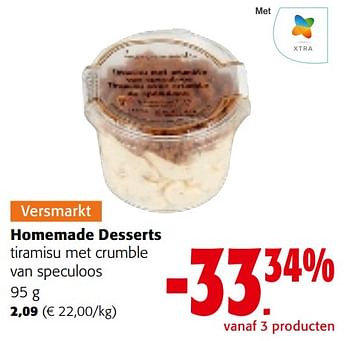 Promotions Homemade desserts tiramisu met crumble van speculoos - Homemade Desserts - Valide de 08/05/2024 à 21/05/2024 chez Colruyt
