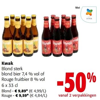 Promotions Kwak blond sterk blond bier of rouge fruitbier - Kwak - Valide de 08/05/2024 à 21/05/2024 chez Colruyt