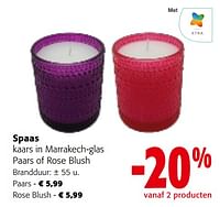 Promoties Spaas kaars in marrakech-glas paars of rose blush - Spaas - Geldig van 08/05/2024 tot 21/05/2024 bij Colruyt