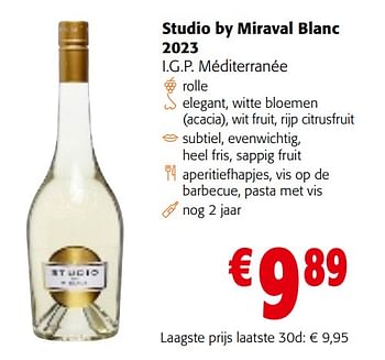 Promoties Studio by miraval blanc - Witte wijnen - Geldig van 08/05/2024 tot 21/05/2024 bij Colruyt