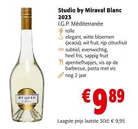 Promoties Studio by miraval blanc - Witte wijnen - Geldig van 08/05/2024 tot 21/05/2024 bij Colruyt