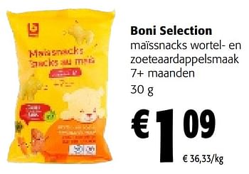 Promoties Boni selection maïssnacks wortel- en zoeteaardappelsmaak - Boni - Geldig van 08/05/2024 tot 21/05/2024 bij Colruyt