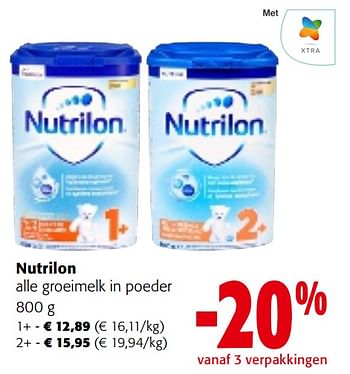 Promotions Nutrilon alle groeimelk in poeder - Nutrilon - Valide de 08/05/2024 à 21/05/2024 chez Colruyt