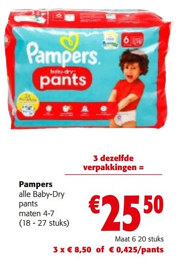 Promotions Pampers baby-dry pants maat 6 - Pampers - Valide de 08/05/2024 à 21/05/2024 chez Colruyt
