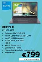 Promoties Acer Aspire 5 A515-57-53ES - Acer - Geldig van 01/05/2024 tot 31/05/2024 bij Compudeals