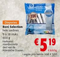 Promoties Boni selection hele sardines - Boni - Geldig van 08/05/2024 tot 21/05/2024 bij Colruyt
