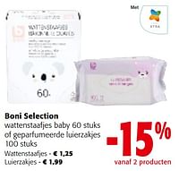 Promoties Boni selection wattenstaafjes baby of geparfumeerde luierzakjes - Boni - Geldig van 08/05/2024 tot 21/05/2024 bij Colruyt