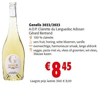 Genelis 2022-2023 a.o.p. clairette du languedoc adissan gérard bertrand-Witte wijnen