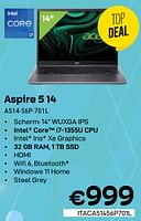 Promoties Acer Aspire 5 14 A514-56P-701L - Acer - Geldig van 01/05/2024 tot 31/05/2024 bij Compudeals