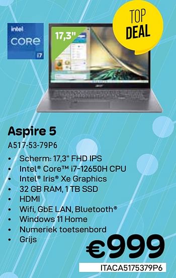Promotions Acer Aspire 5 A517-53-79P6 - Acer - Valide de 01/05/2024 à 31/05/2024 chez Compudeals