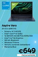 Promoties Acer Aspire Vero AV14-51-509B EVO - Acer - Geldig van 01/05/2024 tot 31/05/2024 bij Compudeals