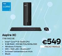 Promoties Acer Aspire XC 1780 I5422 BE - Acer - Geldig van 01/05/2024 tot 31/05/2024 bij Compudeals