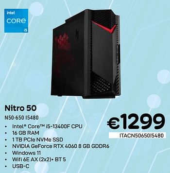 Promoties Acer Nitro 50 N50-650 I5480 - Acer - Geldig van 01/05/2024 tot 31/05/2024 bij Compudeals