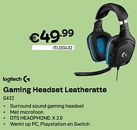 Promoties Gaming headset leatheratte g432 - Logitech - Geldig van 01/05/2024 tot 31/05/2024 bij Compudeals