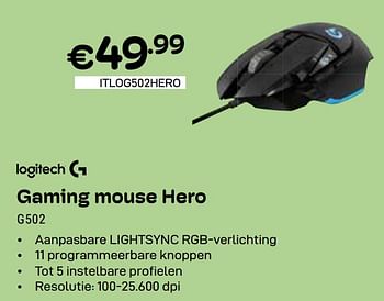 Promotions Gaming mouse hero g502 - Logitech - Valide de 01/05/2024 à 31/05/2024 chez Compudeals