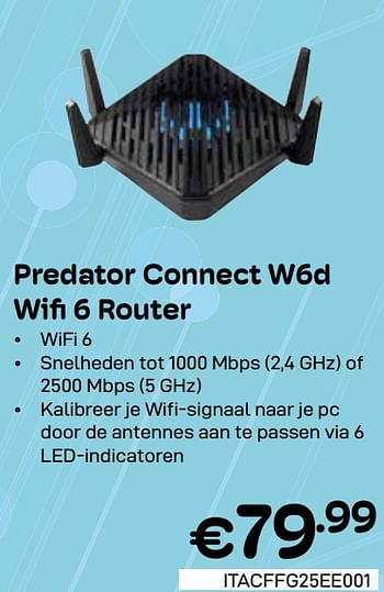 Promotions Predator connect w6d wifi 6 router - Acer - Valide de 01/05/2024 à 31/05/2024 chez Compudeals