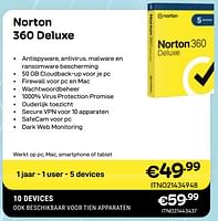 Promoties Norton 360 deluxe - Norton - Geldig van 01/05/2024 tot 31/05/2024 bij Compudeals