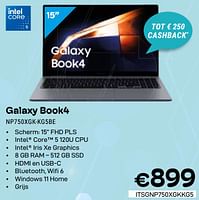 Promoties Samsung Galaxy Book4 NP750XGK-KG5BE - Samsung - Geldig van 01/05/2024 tot 31/05/2024 bij Compudeals