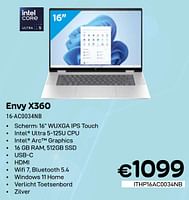 Promoties Hp Envy X360 16-AC0034NB - HP - Geldig van 01/05/2024 tot 31/05/2024 bij Compudeals