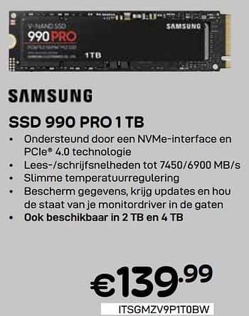 Promotions Samsung ssd 990 pro 1 tb - Samsung - Valide de 01/05/2024 à 31/05/2024 chez Compudeals