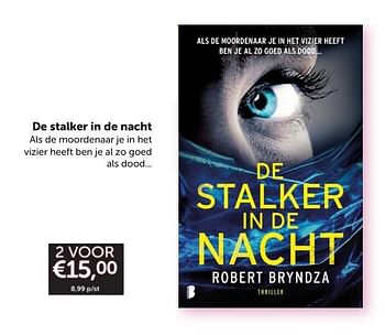 Promotions De stalker in de nacht - Produit Maison - Boekenvoordeel - Valide de 11/05/2024 à 19/05/2024 chez BoekenVoordeel