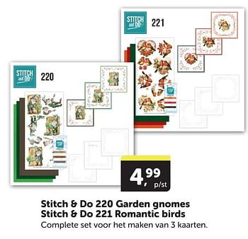 Promotions Stitch + do 220 garden gnomes stitch + do 221 romantic birds - Stitch and Do - Valide de 11/05/2024 à 19/05/2024 chez BoekenVoordeel