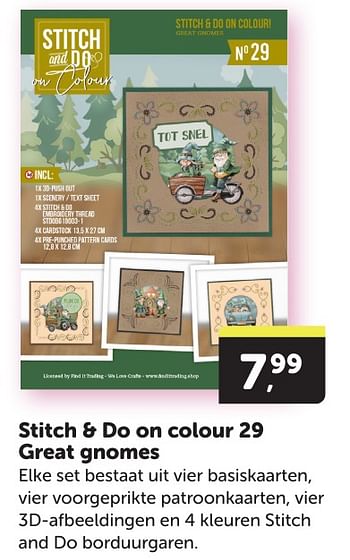 Promotions Stitch + do on colour 29 great gnomes - Stitch and Do - Valide de 11/05/2024 à 19/05/2024 chez BoekenVoordeel