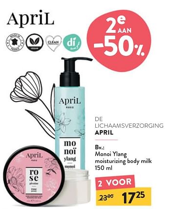 Promoties Monoi ylang moisturizing body milk - April  - Geldig van 08/05/2024 tot 21/05/2024 bij DI