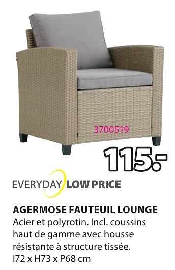 Promoties Agermose fauteuil lounge - Huismerk - Jysk - Geldig van 06/05/2024 tot 19/05/2024 bij Jysk