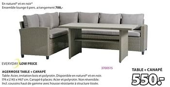 Promotions Agermose table + canapé - Produit Maison - Jysk - Valide de 06/05/2024 à 19/05/2024 chez Jysk
