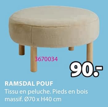 Promotions Ramsdal pouf - Produit Maison - Jysk - Valide de 06/05/2024 à 19/05/2024 chez Jysk