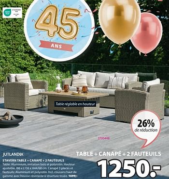 Promotions Stavern table + canapé + 2 fauteuils - Jutlandia - Valide de 06/05/2024 à 19/05/2024 chez Jysk