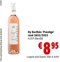 By barthès prestige rosé 2022-2023 a.o.p. bandol-Rosé wijnen