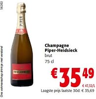 Promoties Champagne piper-heidsieck brut - Champagne - Geldig van 08/05/2024 tot 21/05/2024 bij Colruyt