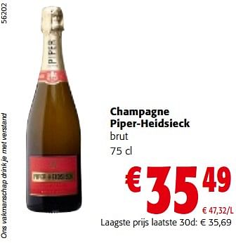 Promotions Champagne piper-heidsieck brut - Champagne - Valide de 08/05/2024 à 21/05/2024 chez Colruyt