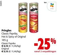 Promoties Pringles classic paprika, hot + spicy of original - Pringles - Geldig van 08/05/2024 tot 21/05/2024 bij Colruyt