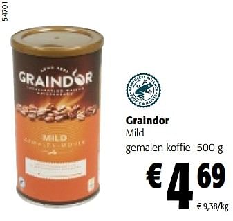 Promotions Graindor mild gemalen koffie - Graindor - Valide de 08/05/2024 à 21/05/2024 chez Colruyt