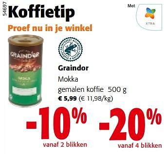 Promotions Graindor mokka gemalen koffie - Graindor - Valide de 08/05/2024 à 21/05/2024 chez Colruyt