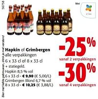 Hapkin of grimbergen alle verpakkingen-Huismerk - Colruyt