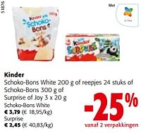 Kinder schoko-bons white of reepjes of schoko-bons of surprise of joy-Kinder