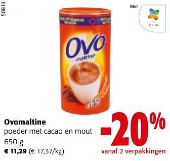 Promoties Ovomaltine poeder met cacao en mout - Ovomaltine - Geldig van 08/05/2024 tot 21/05/2024 bij Colruyt