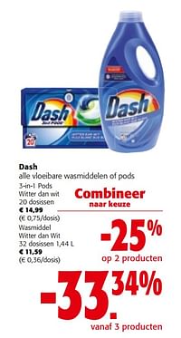 Dash alle vloeibare wasmiddelen of pods-Dash