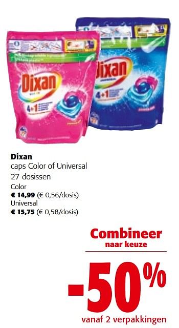 Promotions Dixan caps color of universal - Dixan - Valide de 08/05/2024 à 21/05/2024 chez Colruyt