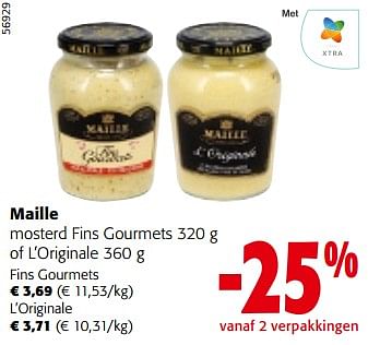 Promotions Maille mosterd fins gourmets of l’originale - Maille - Valide de 08/05/2024 à 21/05/2024 chez Colruyt