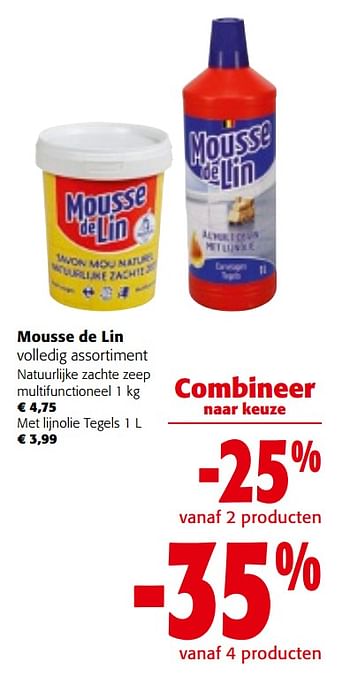 Promoties Mousse de lin volledig assortiment - Mousse de Lin - Geldig van 08/05/2024 tot 21/05/2024 bij Colruyt