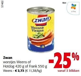 Promoties Zwan worstjes weens of hotdog of frank - Zwan - Geldig van 08/05/2024 tot 21/05/2024 bij Colruyt