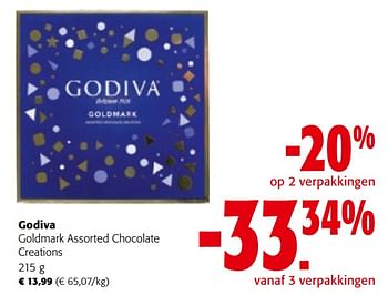 Promotions Godiva goldmark assorted chocolate creations - Godiva - Valide de 08/05/2024 à 21/05/2024 chez Colruyt