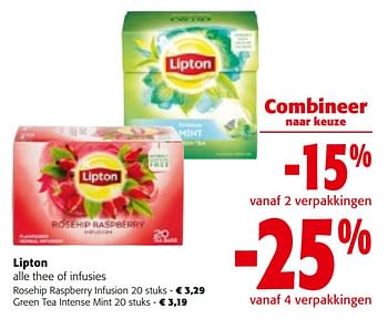 Promotions Lipton alle thee of infusies - Lipton - Valide de 08/05/2024 à 21/05/2024 chez Colruyt