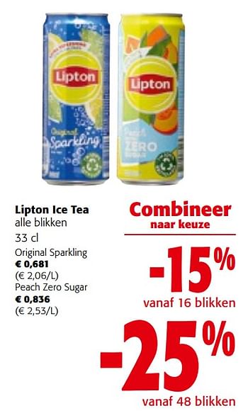 Promotions Lipton ice tea alle blikken - Lipton - Valide de 08/05/2024 à 21/05/2024 chez Colruyt
